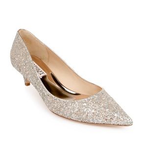 Badgley Mischka Madison II Glitter Kitten Heel NWOB